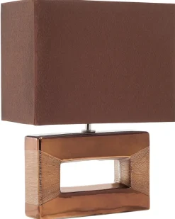 Candeeiro De Mesa Em Porcelana Com Formato Retangular E Cor Castanha Onyx