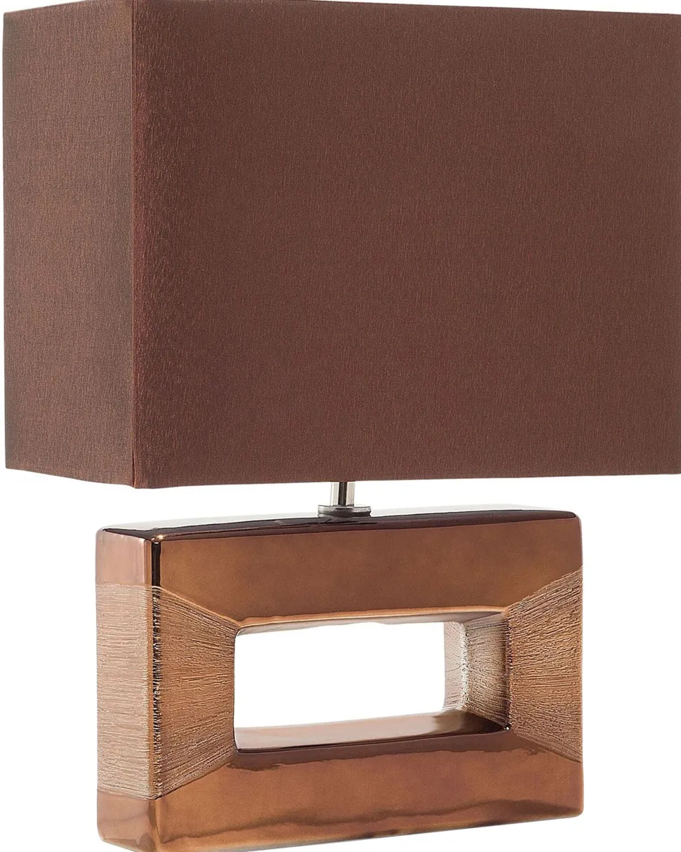 Candeeiro De Mesa Em Porcelana Com Formato Retangular E Cor Castanha Onyx