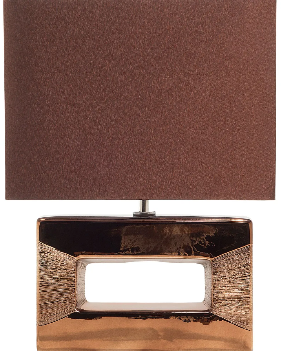 Candeeiro De Mesa Em Porcelana Com Formato Retangular E Cor Castanha Onyx