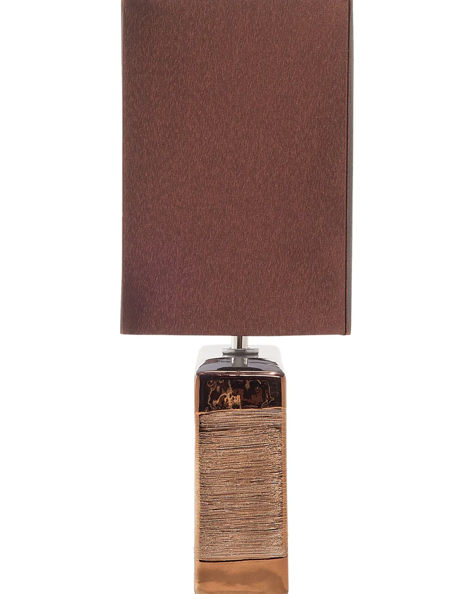 Candeeiro De Mesa Em Porcelana Com Formato Retangular E Cor Castanha Onyx