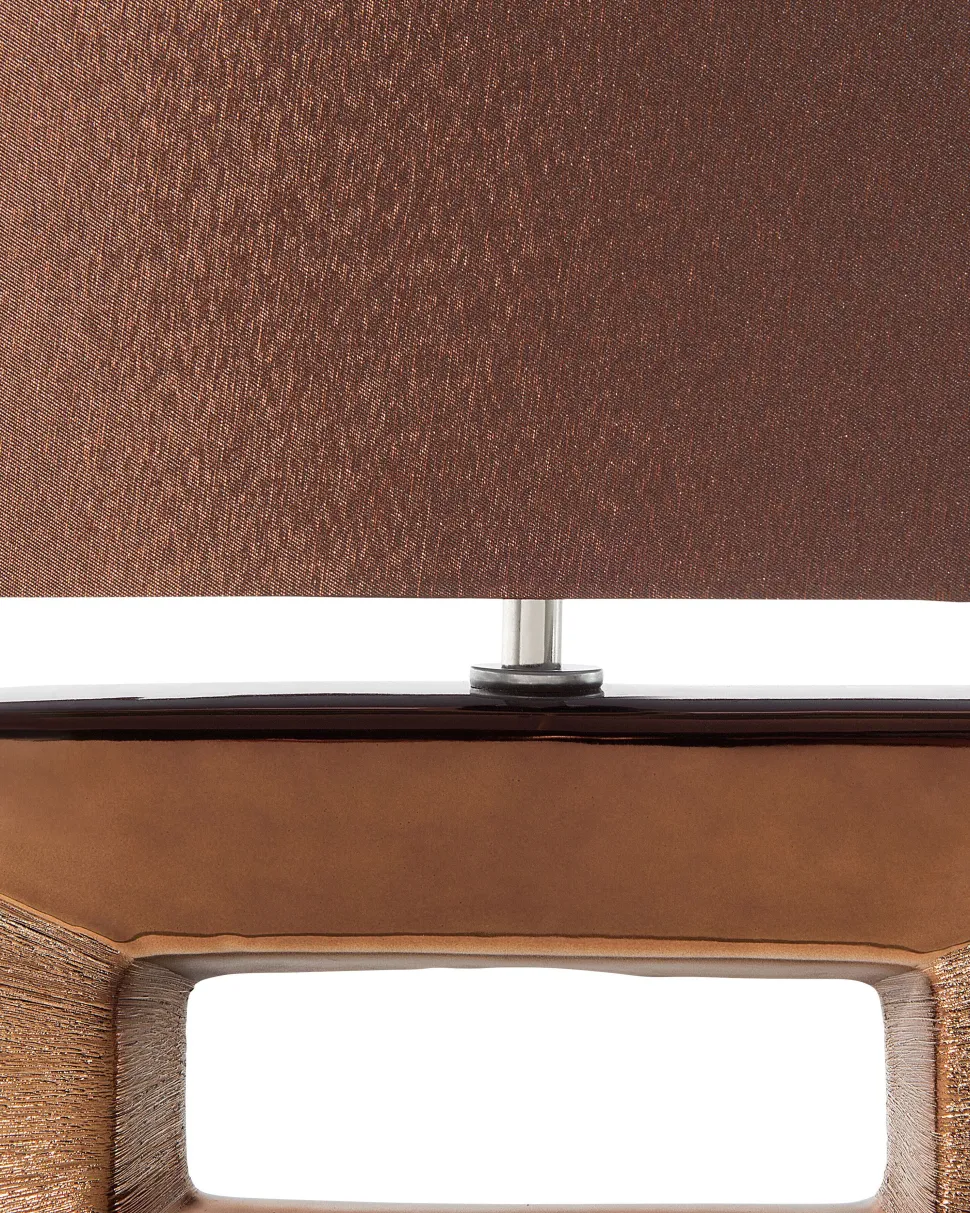 Candeeiro De Mesa Em Porcelana Com Formato Retangular E Cor Castanha Onyx