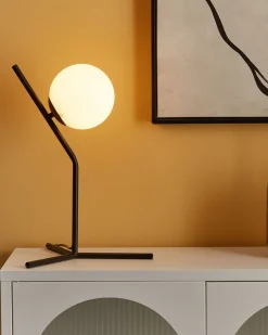 Candeeiro De Mesa Em Vidro Preto 45 Cm Wapiti