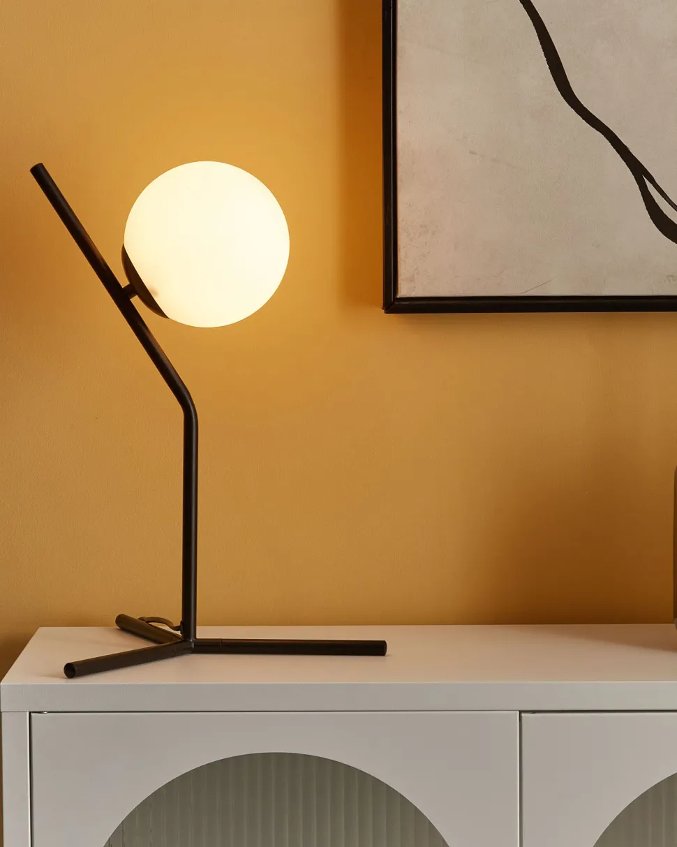 Candeeiro De Mesa Em Vidro Preto 45 Cm Wapiti