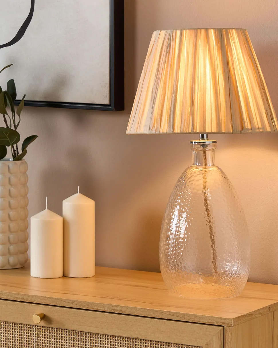 Candeeiro De Mesa Em Vidro Transparente 54 Cm Blanco