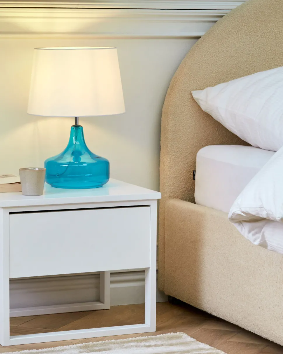 Candeeiro De Mesa Em Vidro Azul Erzen