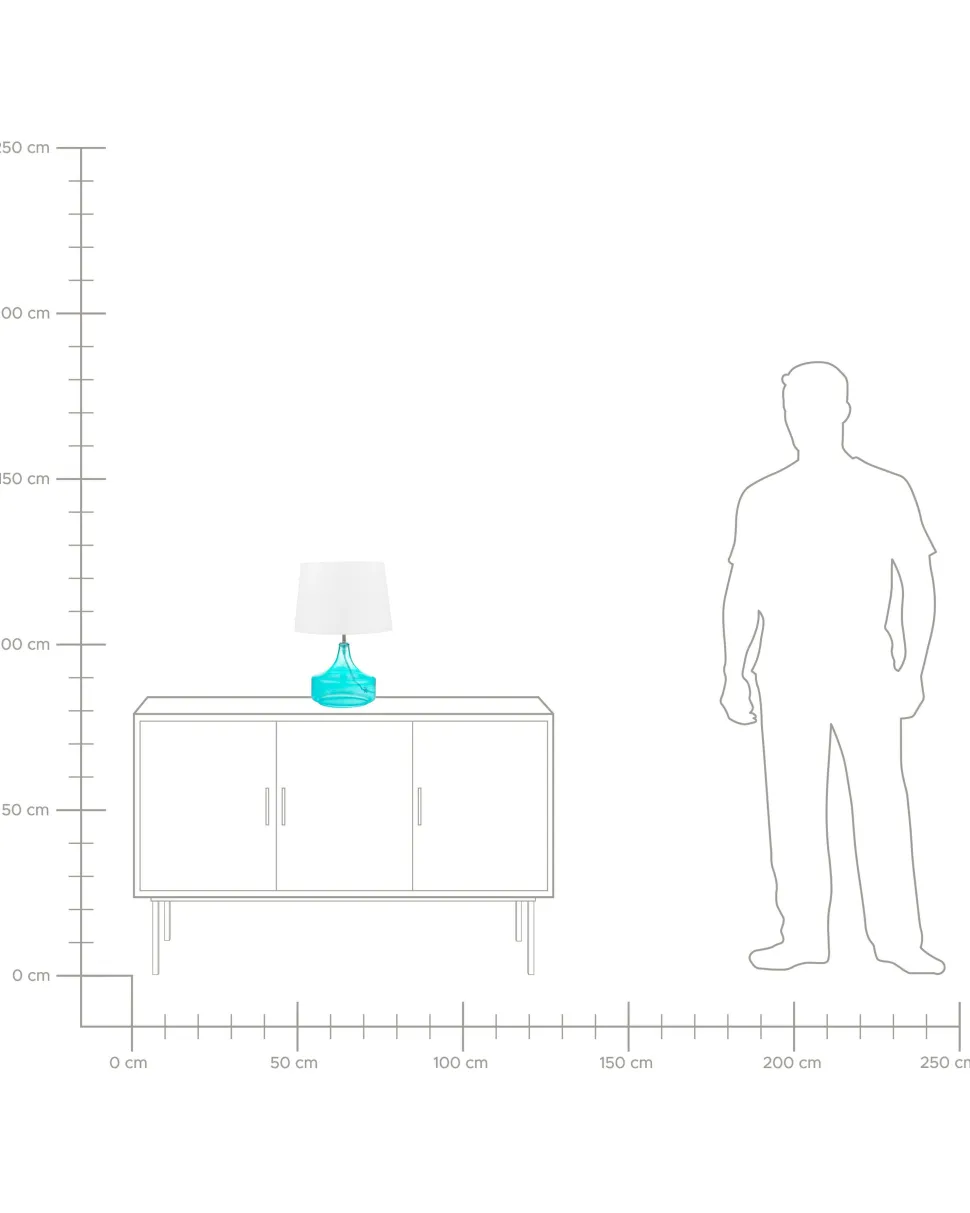 Candeeiro De Mesa Em Vidro Azul Erzen