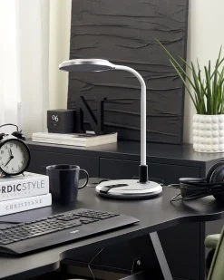 Candeeiro De Mesa Led Branco E Prateado Columba