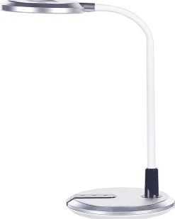 Candeeiro De Mesa Led Branco E Prateado Columba