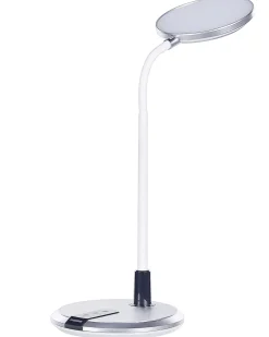 Candeeiro De Mesa Led Branco E Prateado Columba