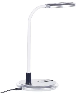 Candeeiro De Mesa Led Branco E Prateado Columba
