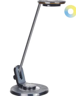 Candeeiro De Mesa Led Em Metal Preto E Prateado Com Porta Usb Corvus