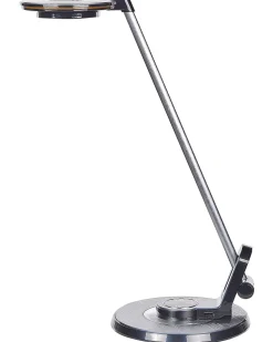 Candeeiro De Mesa Led Em Metal Preto E Prateado Com Porta Usb Corvus