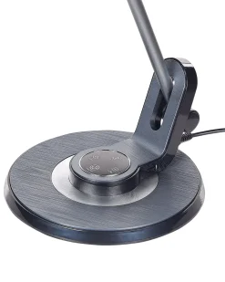 Candeeiro De Mesa Led Em Metal Preto E Prateado Com Porta Usb Corvus