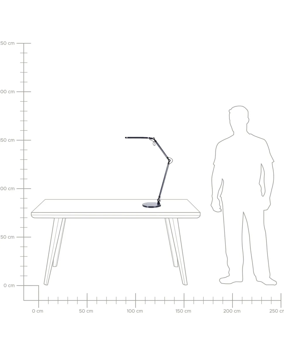 Candeeiro De Mesa Led Em Metal Preto 80 Cm Grus