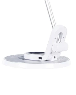 Candeeiro De Mesa Led Em Metal Branco E Prateado Com Porta Usb Corvus
