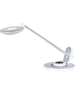 Candeeiro De Mesa Led Em Metal Branco E Prateado Com Porta Usb Corvus