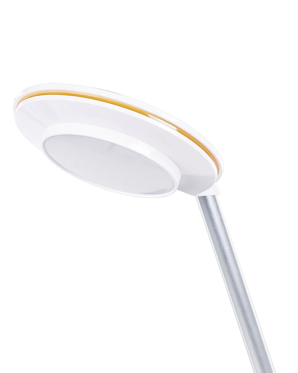 Candeeiro De Mesa Led Em Metal Branco E Prateado Com Porta Usb Corvus