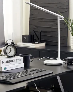 Candeeiro De Mesa Led Em Metal Branco 38 Cm Draco