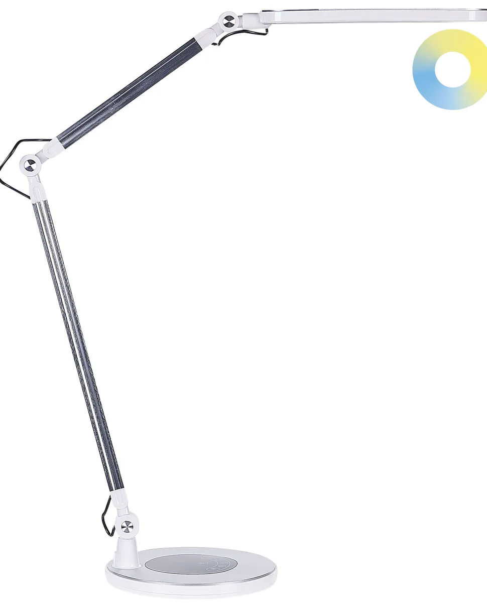 Candeeiro De Mesa Led Em Metal Prateado 80 Cm Grus