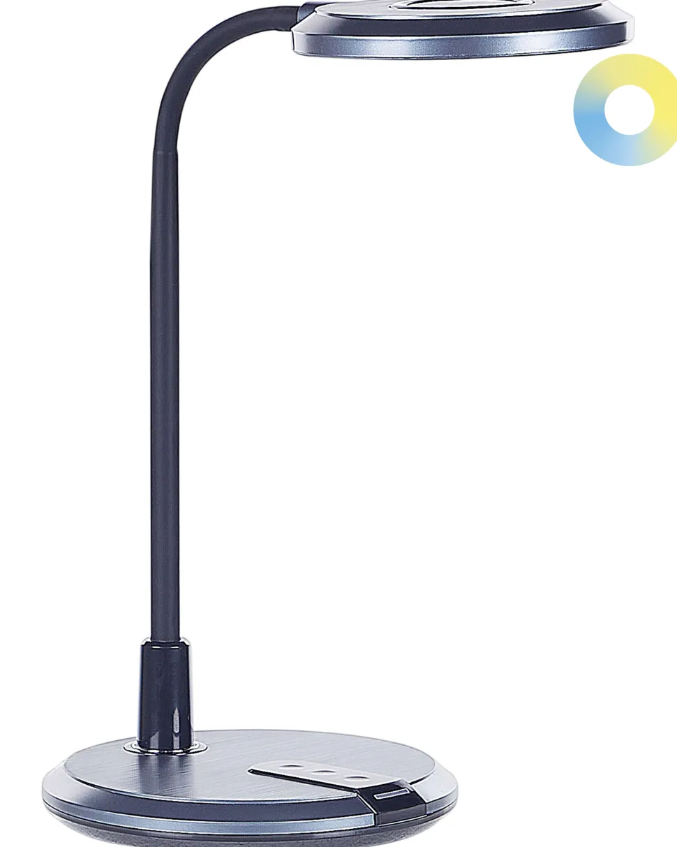 Candeeiro De Mesa Led Preto E Prateado Columba