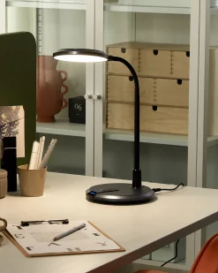 Candeeiro De Mesa Led Preto E Prateado Columba