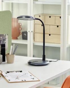 Candeeiro De Mesa Led Preto E Prateado Columba