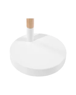 Candeeiro De Mesa Metal Branco E Madeira Aldan