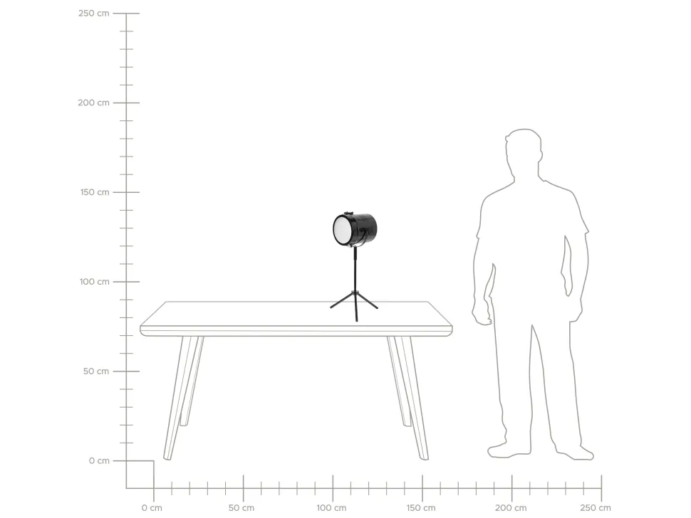Candeeiro De Mesa Metalico Tipo Projetor Preto Henares