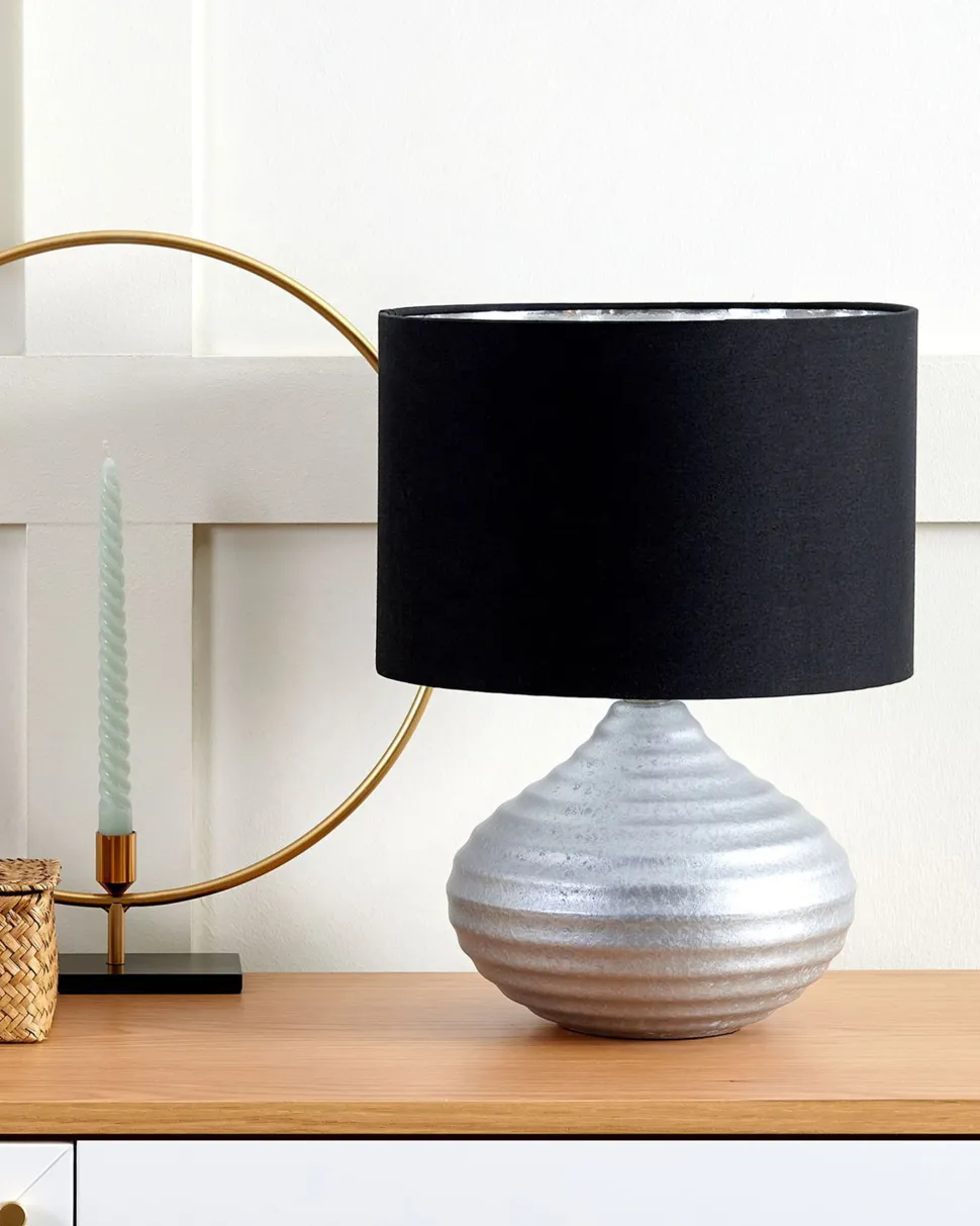 Candeeiro De Mesa Prateado 42 Cm Kuban