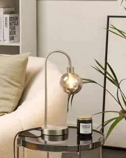 Candeeiro De Mesa Prateado Ramis