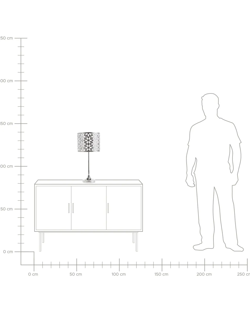 Candeeiro De Mesa Prateado Sajo L