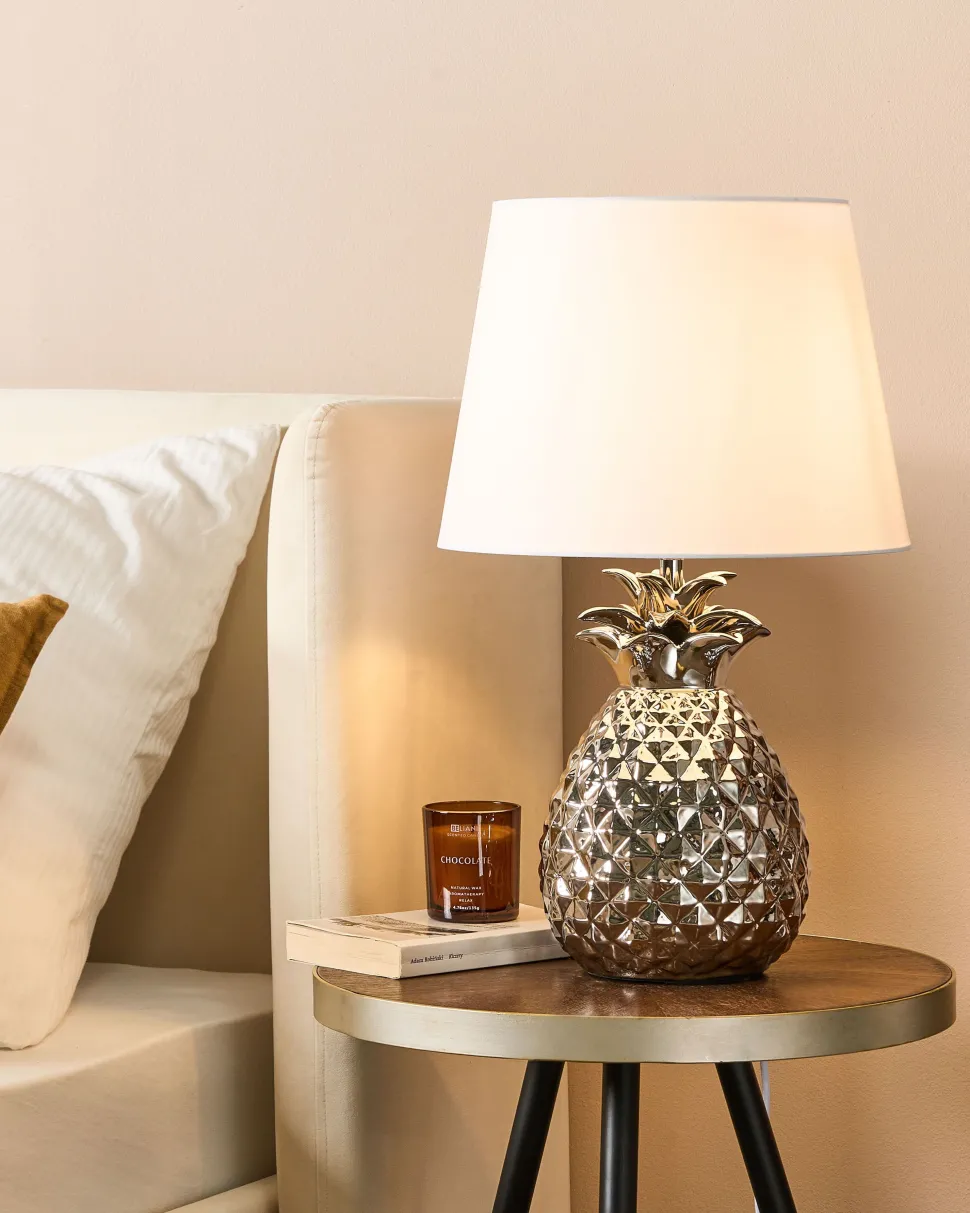 Candeeiro De Mesa Prateado 52 Cm Pineapple