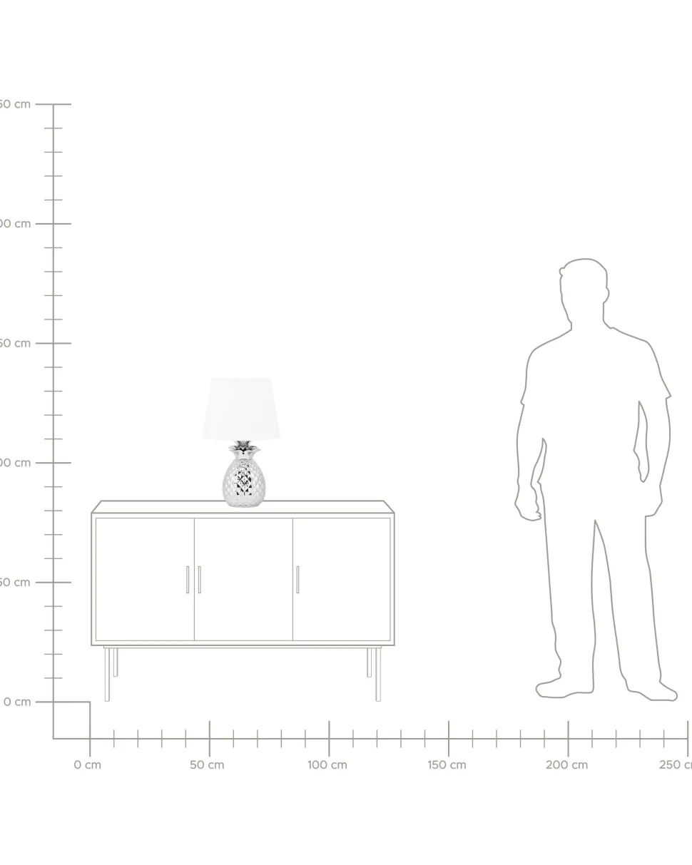 Candeeiro De Mesa Prateado 52 Cm Pineapple