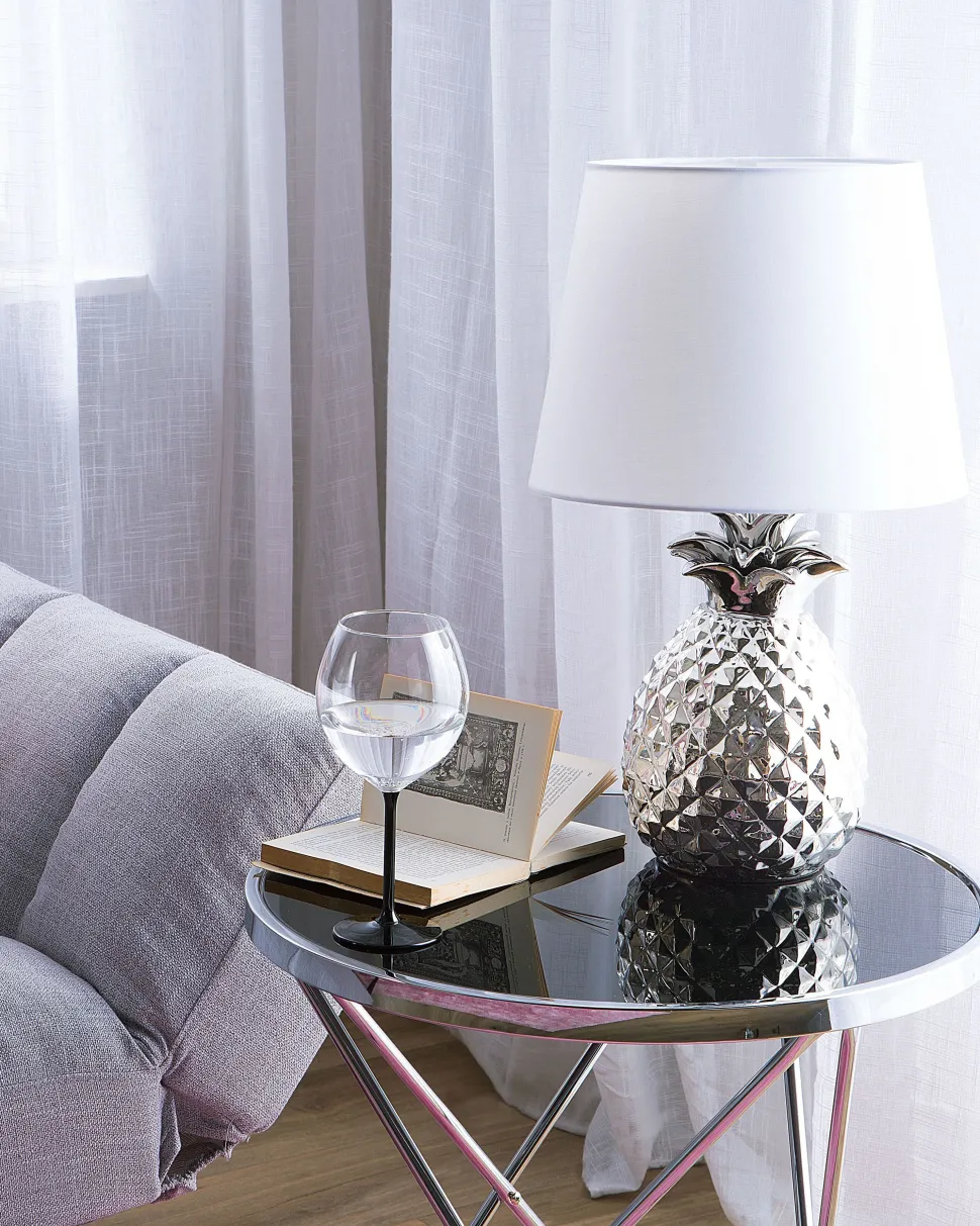 Candeeiro De Mesa Prateado 52 Cm Pineapple