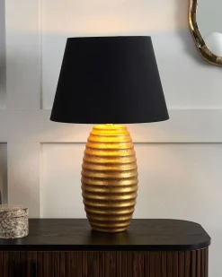 Candeeiro De Mesa Preto E Dourado Ebro