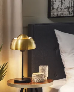 Candeeiro De Mesa Preto E Dourado Senette