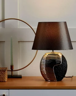 Candeeiro De Mesa Preto E Prateado Esla