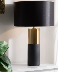 Candeeiro De Mesa Preto E Dourado Darling