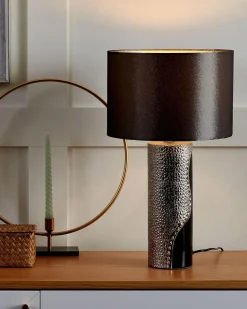 Candeeiro De Mesa Preto E Prateado Aiken