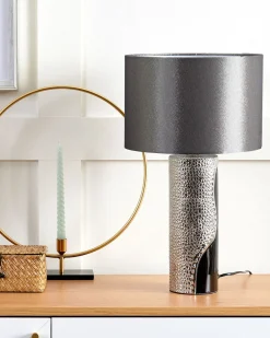 Candeeiro De Mesa Preto E Prateado Aiken