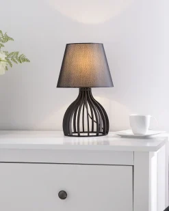 Candeeiro De Mesa Preto Em Madeira Agueda