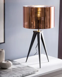 Candeeiro De Mesa Preto E Cor De Cobre Stiletto
