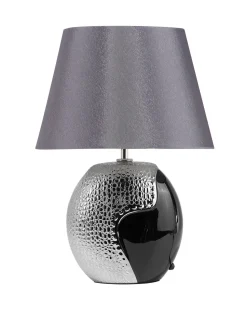 Candeeiro De Mesa Preto E Prateado Argun