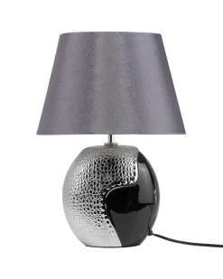 Candeeiro De Mesa Preto E Prateado Argun