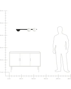 Candeeiro De Parede Com 2 Abajur E Vaso Em Metal Preto 55 Cm Isabella
