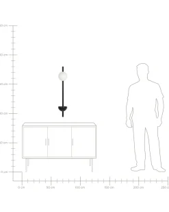 Candeeiro De Parede Com 1 Abajur E Vaso Em Metal Preto 55 Cm Isabella