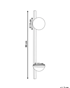 Candeeiro De Parede Com 1 Abajur E Vaso Em Metal Preto 55 Cm Isabella