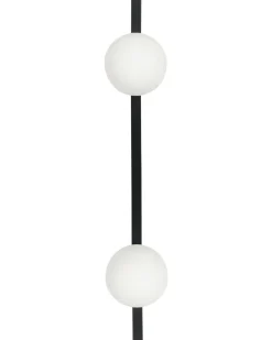 Candeeiro De Parede Com 2 Abajur Em Metal Preto 55 Cm Isabella