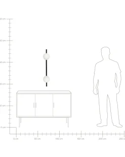 Candeeiro De Parede Com 2 Abajur Em Metal Preto 55 Cm Isabella