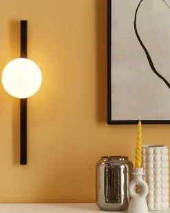 Candeeiro De Parede Com 1 Abajur Em Metal Preto 55 Cm Isabella